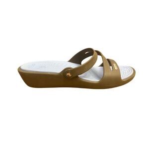 CROCS Patricia Low Wedge Slide Sandals Women’s Size 10 Gray Comfort Strappy
